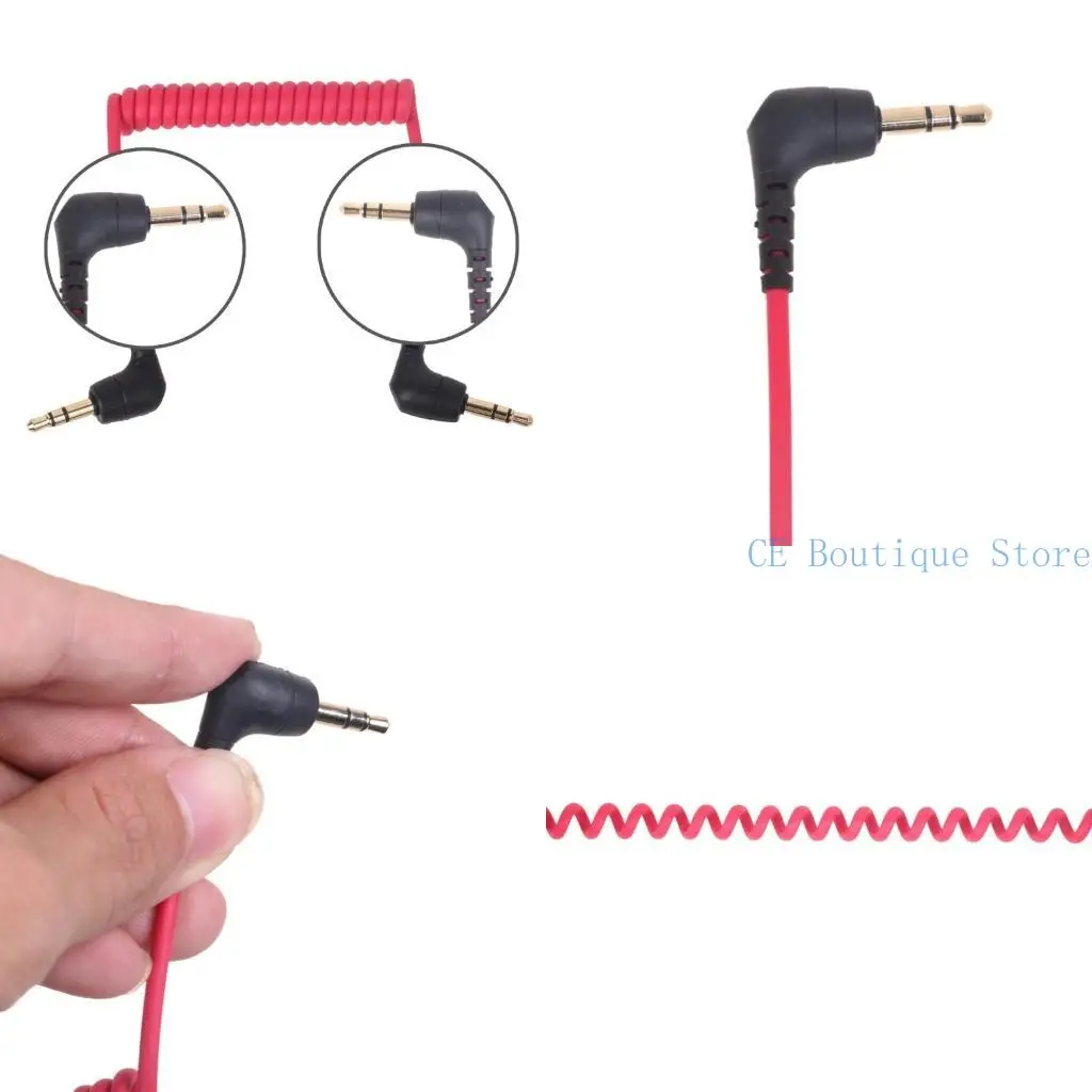

652F 3.5mm TRS Male to Male Coiled Mic Cord Connection Line for Rode SC2