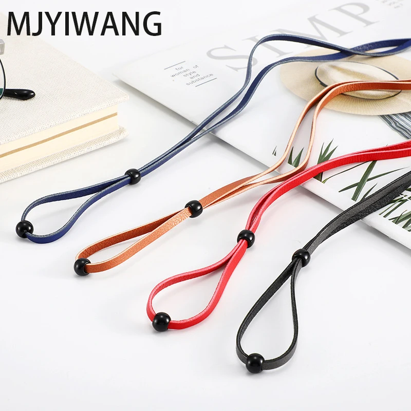 Adjustable PU Leather Glasses Lanyard Anti Lost Non Slip Sunglasses Strap For Reading Glasses Elderly Outdoor Eyewear Accessory