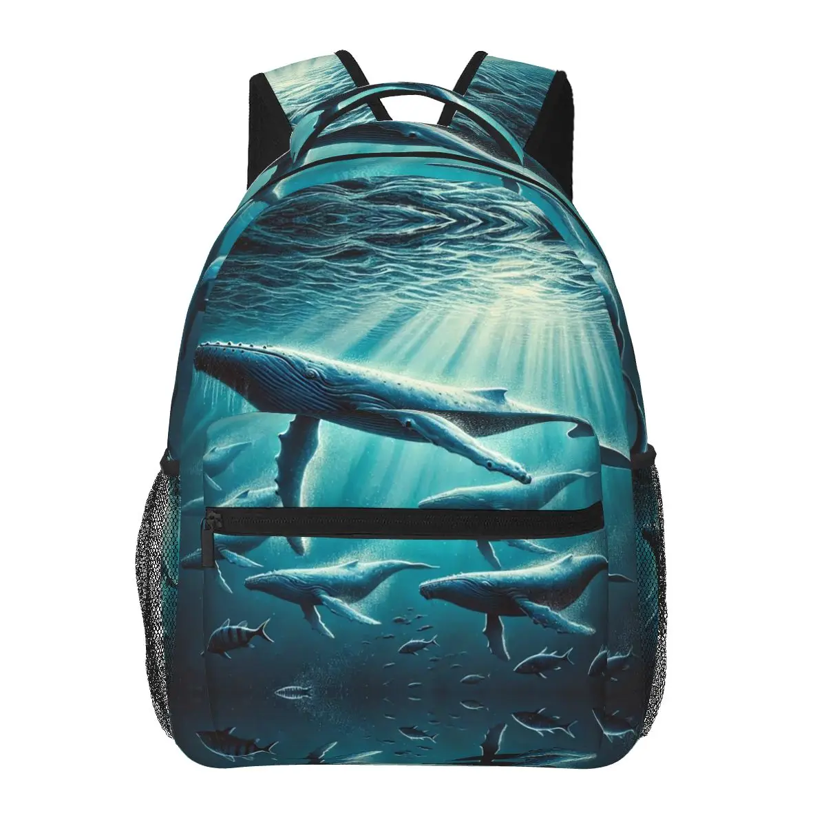 

Group Of Majestic Whales Swimming Gracefully Ocean Backpack Daypack Boys Girls BookBag School Bag Shoulder Bags for Men Women
