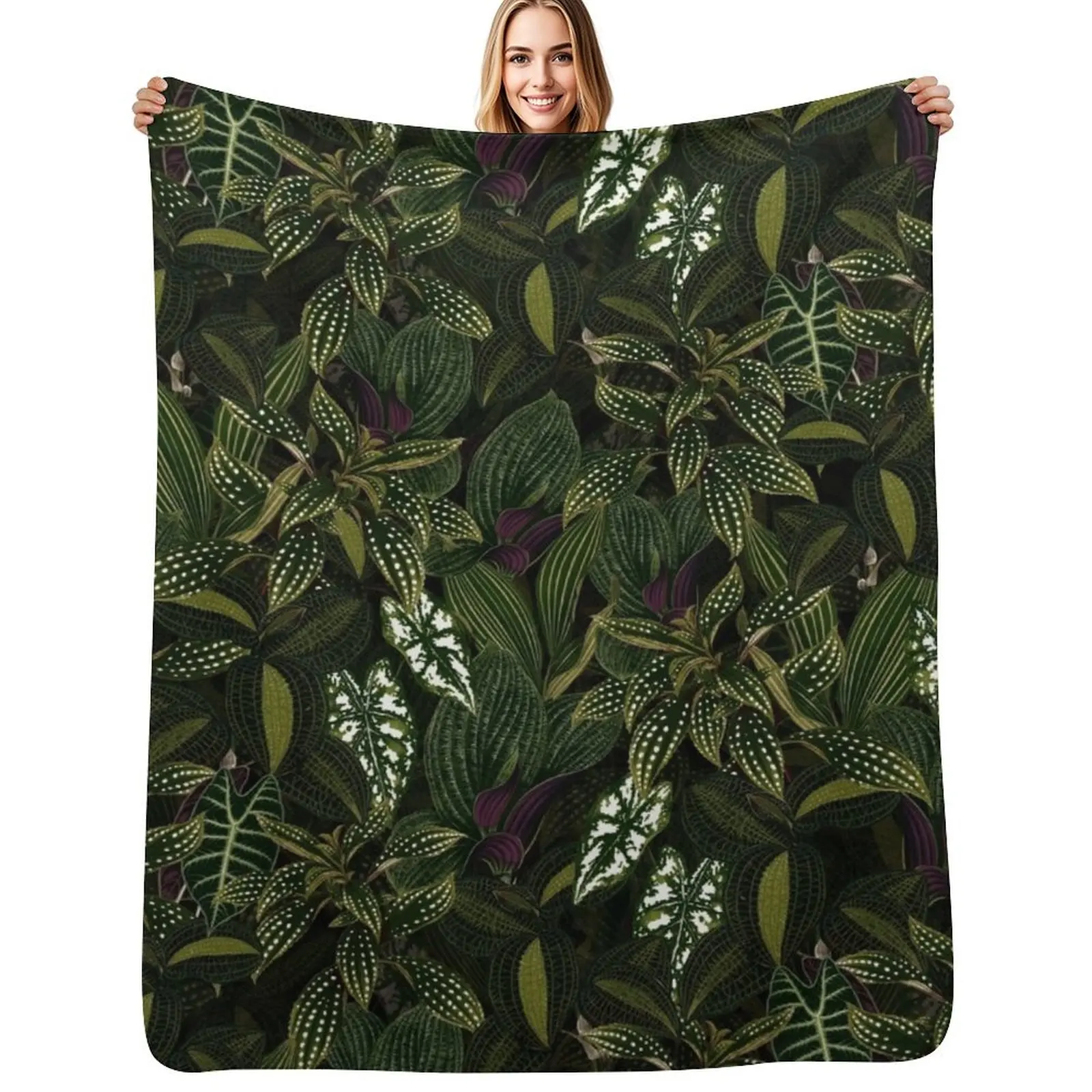 

Mystic Exotic Botanical Night Garden Throw Blanket Cozy Sofa Blanket for TV Watching Napping
