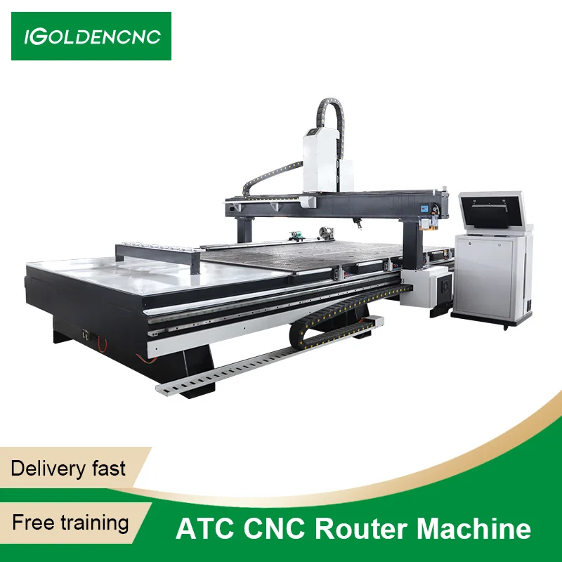 High-quality 4-axis ATC CNC carving machine with 180-degree swivel head, suitable for furniture and cabinet door processing
