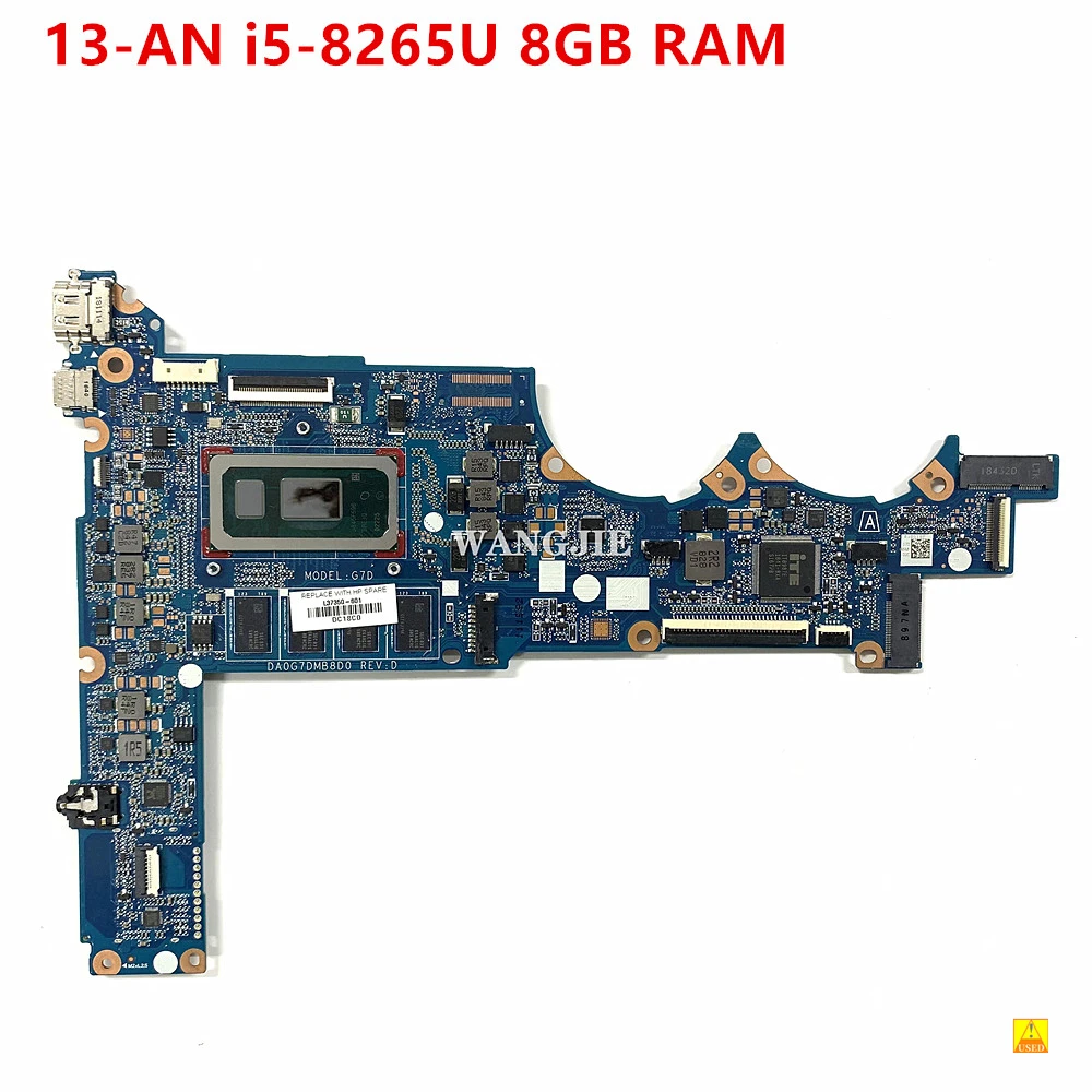 

Used Laptop Motherboard L37350-601 L37350-001 With i5-8265U 8GB For HP TPN-Q214 13-AN 13-AN0010CA DA0G7DMB8E0 100% Working