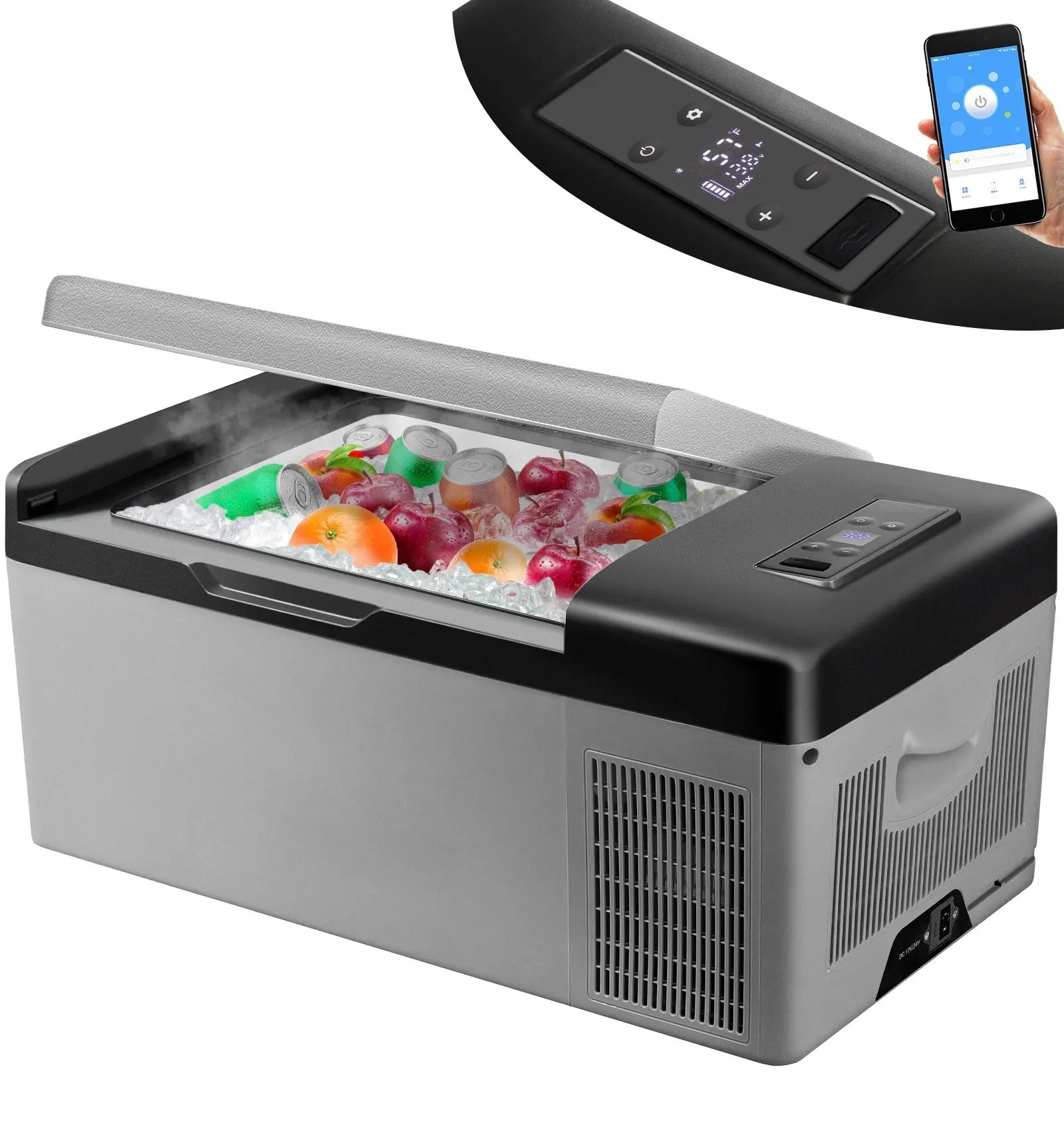 12 Volt Refrigerator 16 Qt, Portable Mini Car Fridge w/ -4°F-68°F Cooling Range & App Control 12/24V DC & 110-240V AC