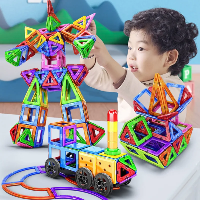 Big & Mini Magnetic Building Blocks Accessories Magnetic Constructor Designer Set Educational Magnet Toys for Children Gifts