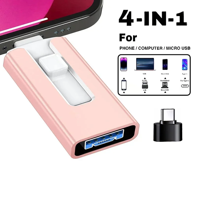 Pendrive 4w1 OTG 512GB do iPhone'a USB 3.0, pendrive 2TB 1TB Android TYPE-C, pamięć flash Micro USB, NOWY — zdjęcie produktu 2