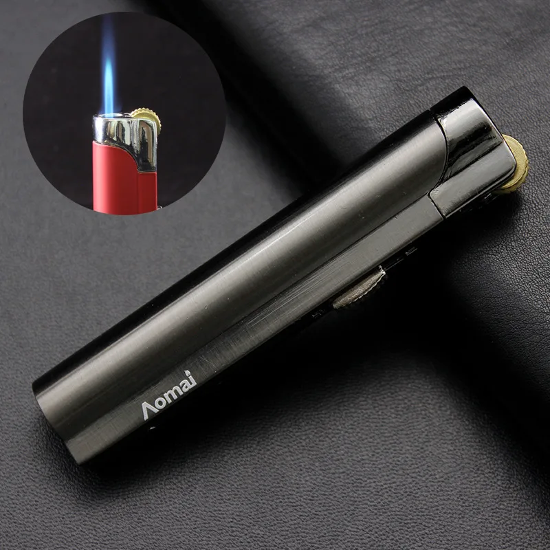 Creative Personalized Fashion Gift Lighter Grinding Wheel Direct Windproof Blue Flame Cigarette Lighter Men's Smoking Gadget