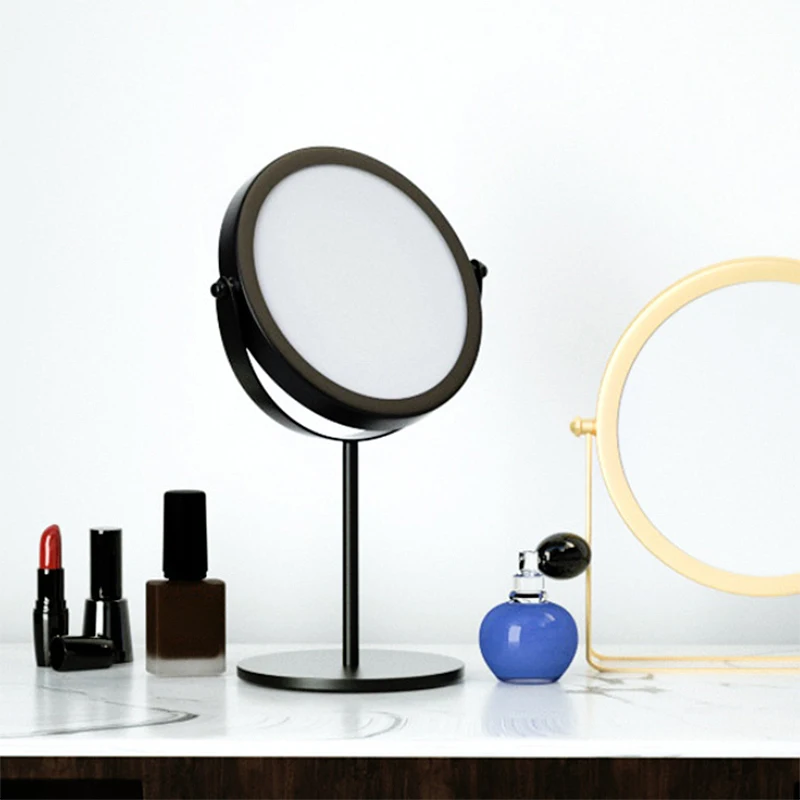 ضوء فاخر ريترو الأوروبي معدن الذهب المنزل سطح المكتب الهندسة مرآة ماكياج مرآة ماكياج عنبر #3