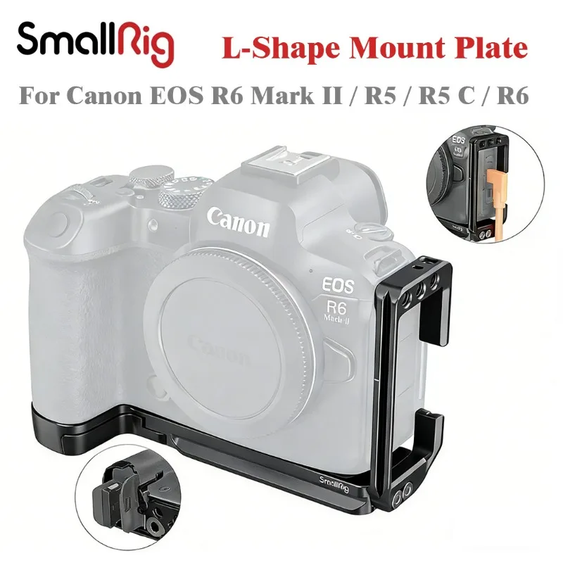Soporte en L SmallRig para Canon R6 II/R5/R5 C/R6 – Arca-Swiss, mango vertical