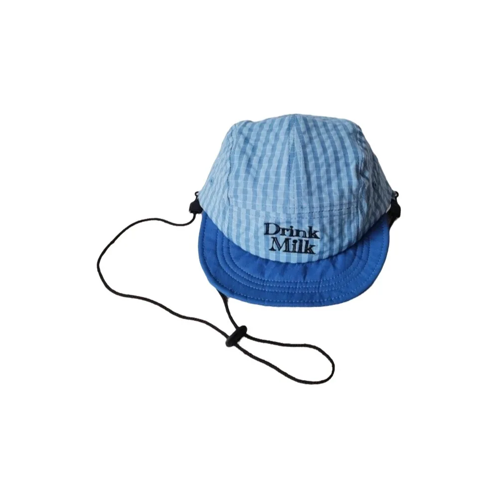 Simple Color Block Plaid Peaked Cap Flat Brim Breathable Children Baseball Hat Lightweight Adjustable Boys Sunscreen Hat Summer