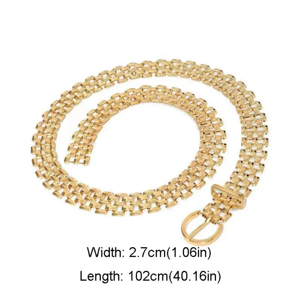 Retro Gold Silber Metall Gürtel Luxus Design Trendy Woven Kette Gürtel Vielseitig Frauen Mode Pin Schnalle Bund Geschenke