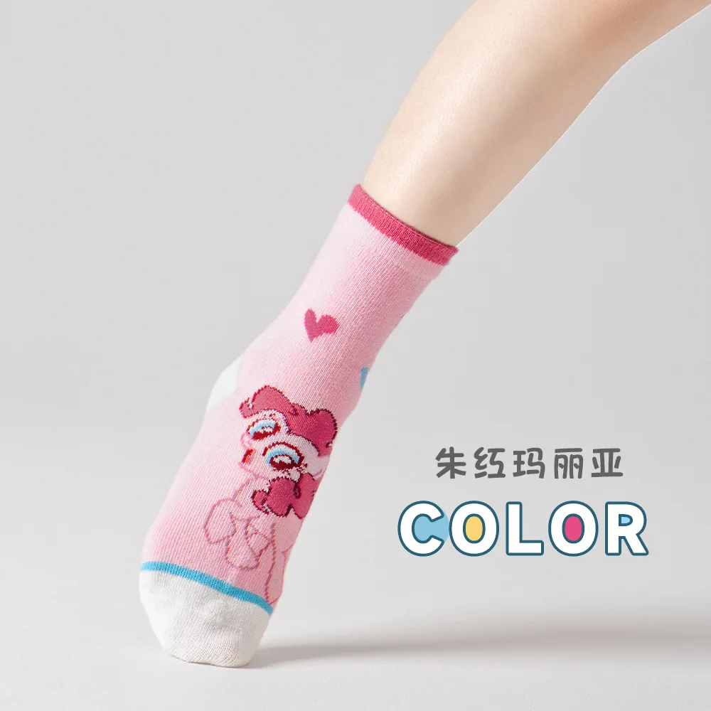 5 uds para mi pequeño Pony lindo unicornio niñas calcetines medianos tejidos de algodón niños calcetines de malla transpirable suave calcetines elásticos regalos