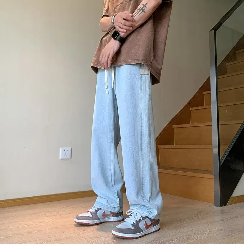 

Американские джинсовые джинсы в стиле ретро, свободные прямые рабочие брюки для мужчин, парусиновая износостойкая осенняя модная марка с высокой талией