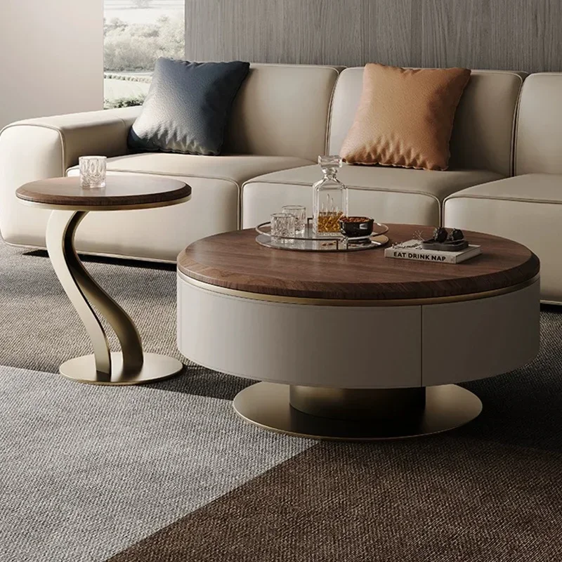 

Легкий роскошный кожаный седельный столик из белого воскового дерева для домашнего небольшого блока, круглый чайный столик из массива дерева, размер круглого чайного столика Si