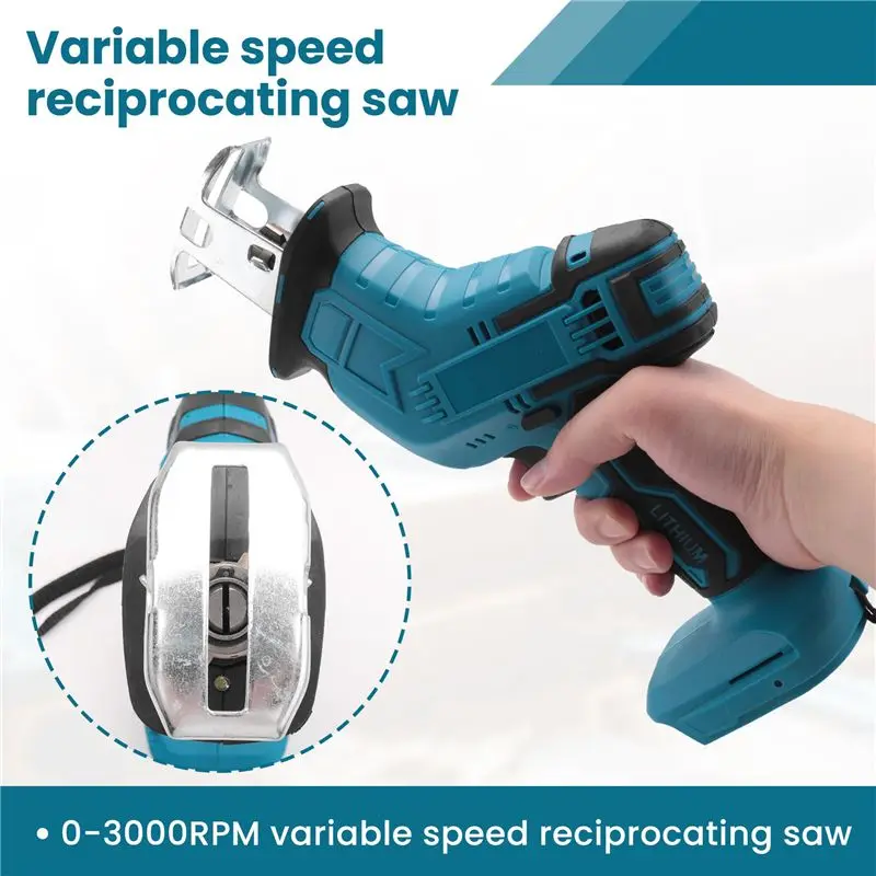 Reciprocating Saw For 18V 20V Battery 0-3000RPM Variable Speed Reciprocating Saw For Wood, Metal & Plastic-[A22I Store]