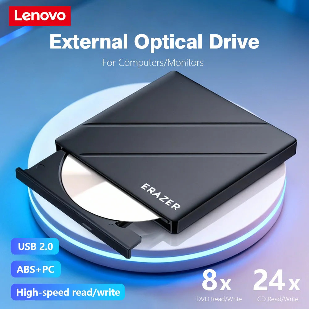 لينوفو USB2.0 خارجي DVD VCD كاتب الأقراص المضغوطة محرك الموقد قارئ لاعب CD-ROM DVD-ROM محركات الأقراص الضوئية لماك بوك ماك كمبيوتر محمول سطح المكتب