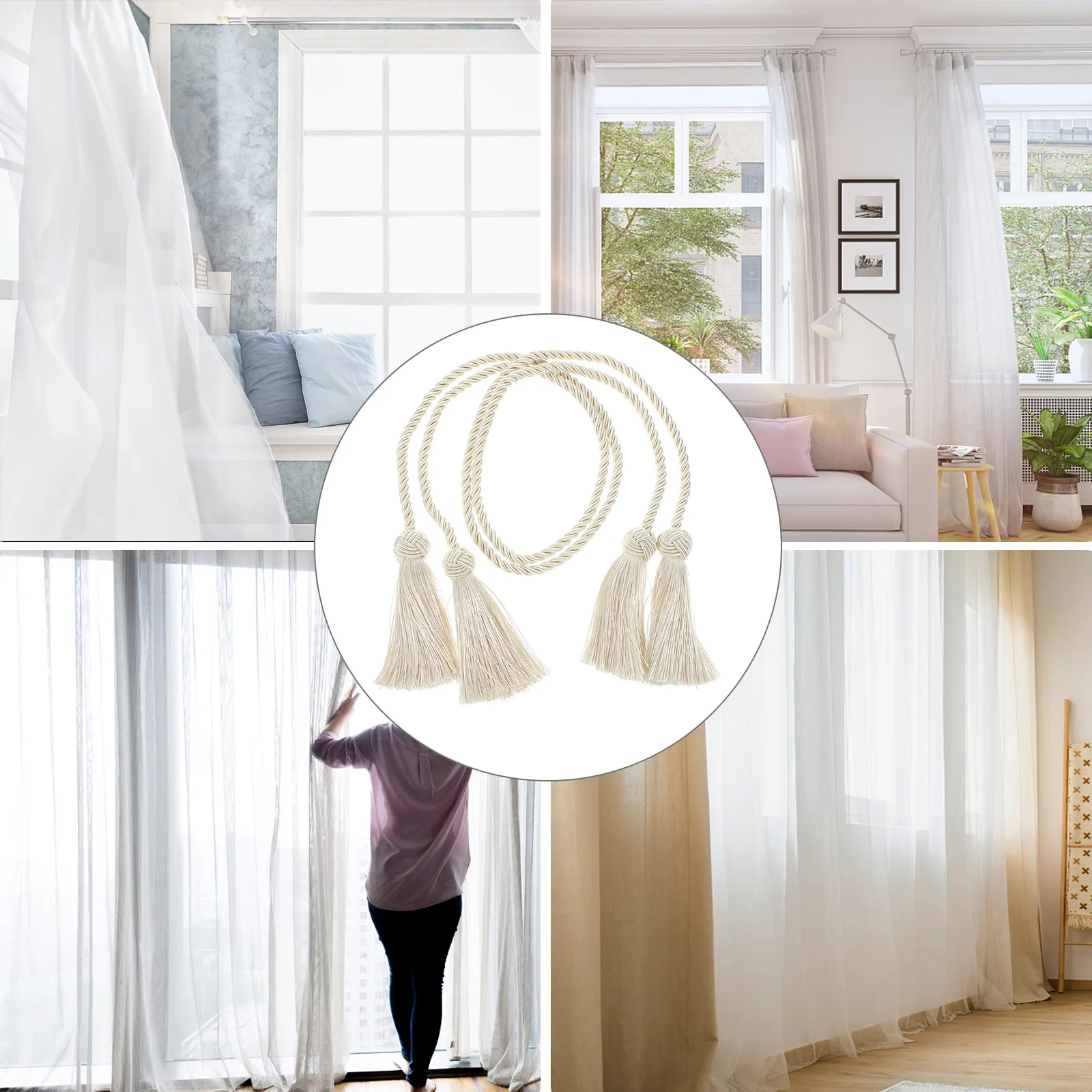 

1 Rope Curtain Tieback Rustic Tie Backs For Curtains Home Kitchen Bedroom Bathroom Decor Holdbacks Strap