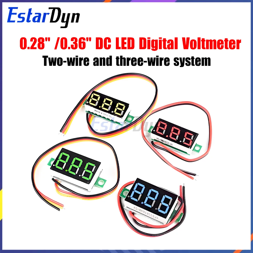 0,28 0,36 Zoll DC LED Voltmeter, 0-100 V Spannungsprüfer mit 3-Farben-Display für Auto, Auto, Motorrad, Batteriemonitor