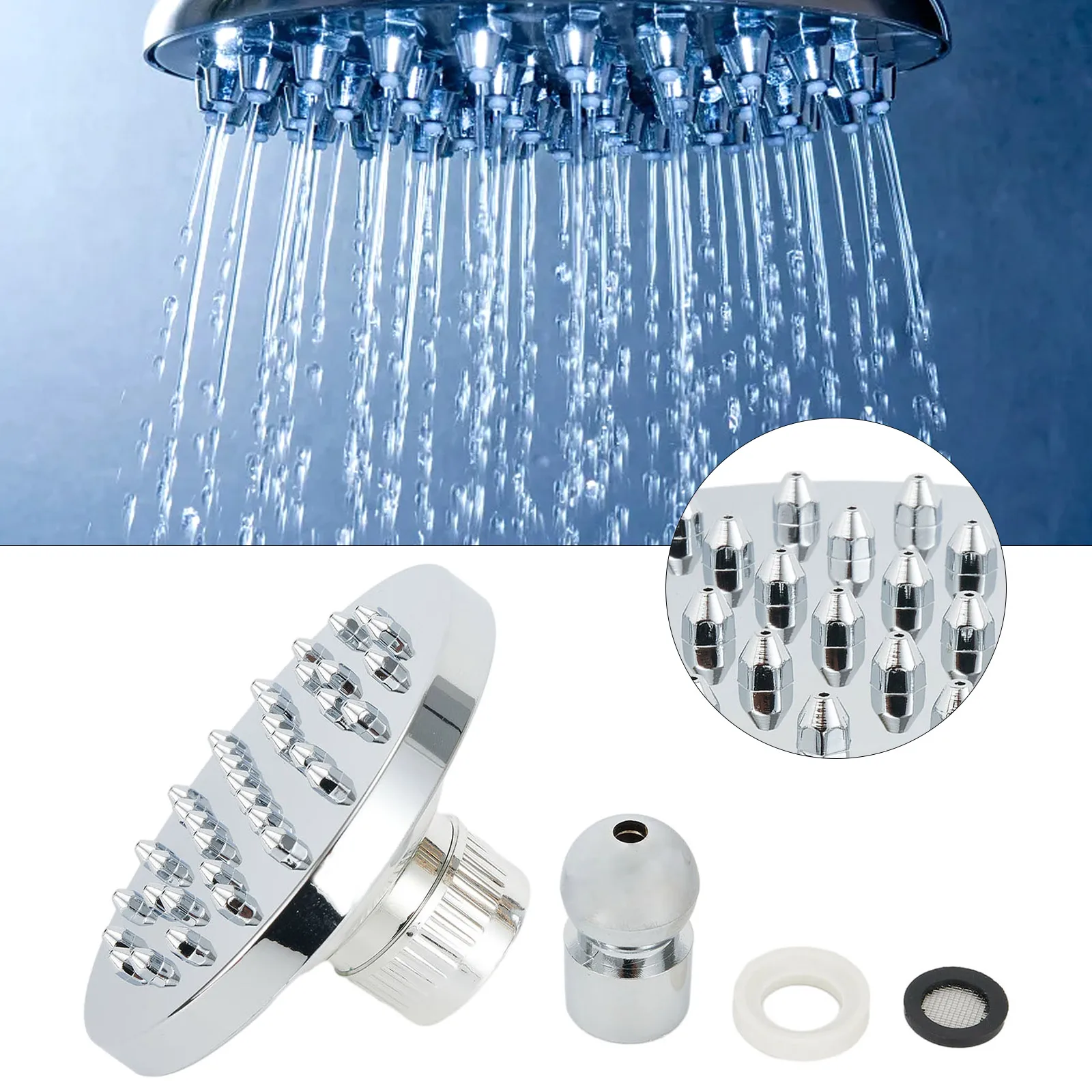Plastic ABS 4 Inch Shower Head Built for Internal Thread Connection to Shower Arms Routine Use in Residential Bathrooms