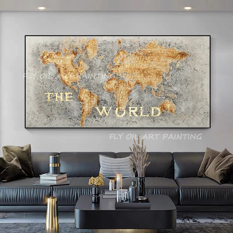 

Gold foil artwork 100% Hand Painted Oil Paintings Hand made on Canvas Art Wall Pictures For Living Room Home Wall Decor 100% H