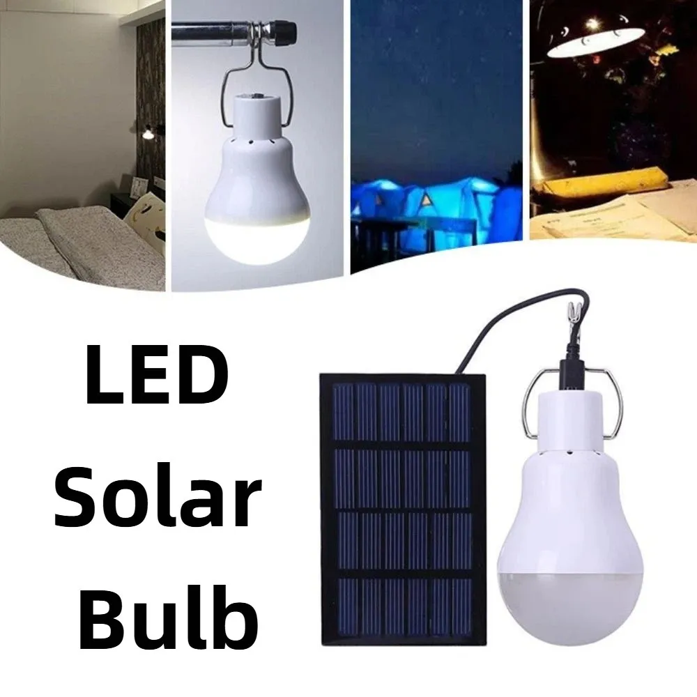 USB Charged LED Solar Bulb Portable Solar Panel Solar Energy Light with Hook Hanging Sunlight Fishing Camping Lamp Hiking