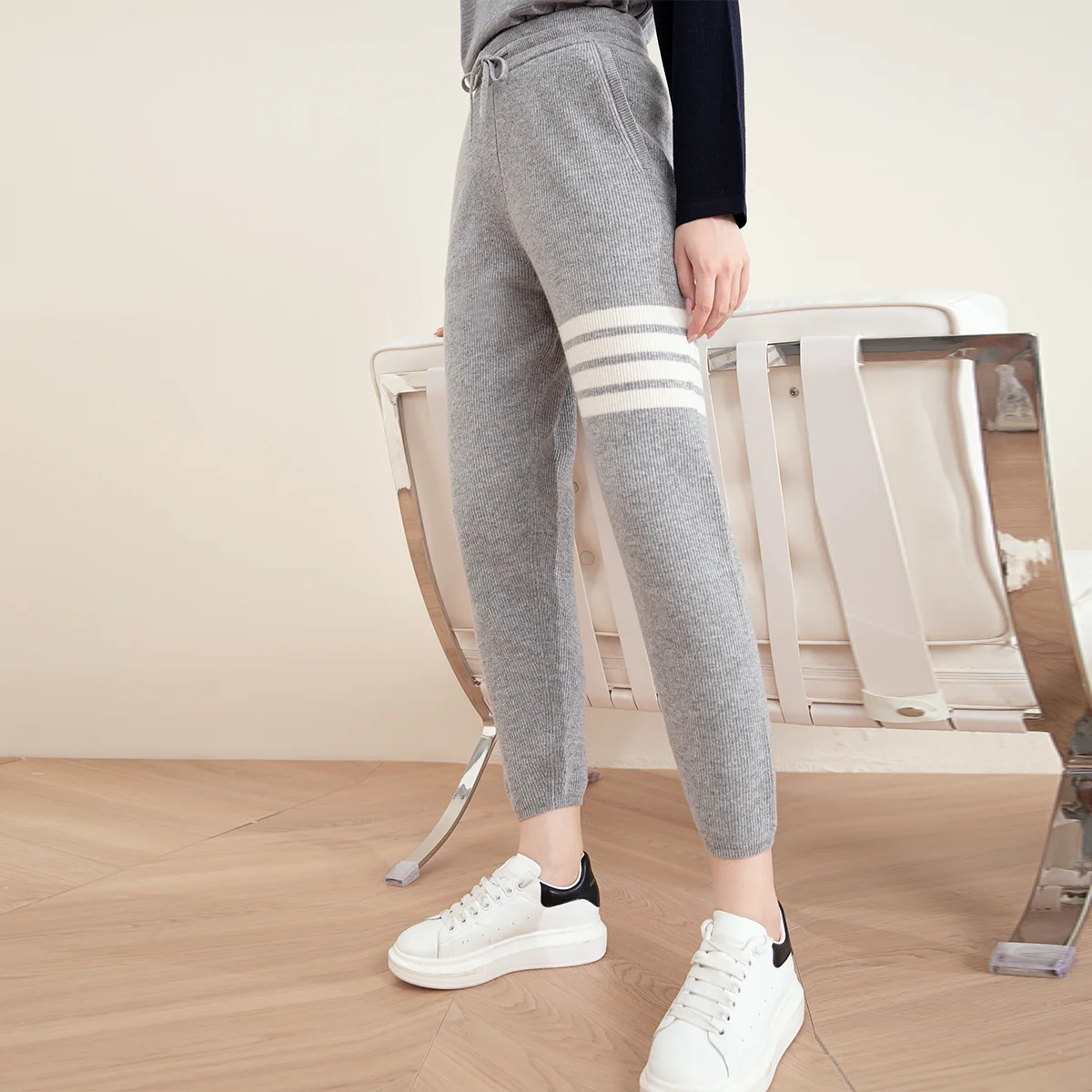 TC-234 100% Cashmere High Quality Women\'s Knit Long Pants pure cashmere casual Trousers