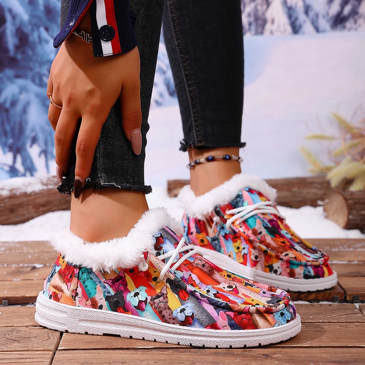 Женские зимние ботинки, теплая модная спортивная стильная обувь, женские удобные ботильоны на мягкой подошве, осенне-зимняя утолщенная плюшевая обувь