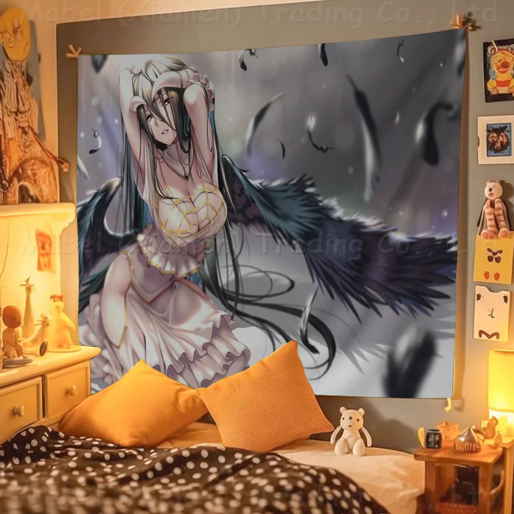 Amine Albedo Overlord Cartoon Flag Wall Hanging Banner Decoration Household Home Decor