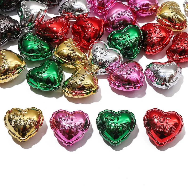 2-4Pcs 18-27mm Big Heart Bead Solid Color Acrylic Christmas Series Spacer Loose Beads for DIY Bracelet Necklace Xmas Jewelry