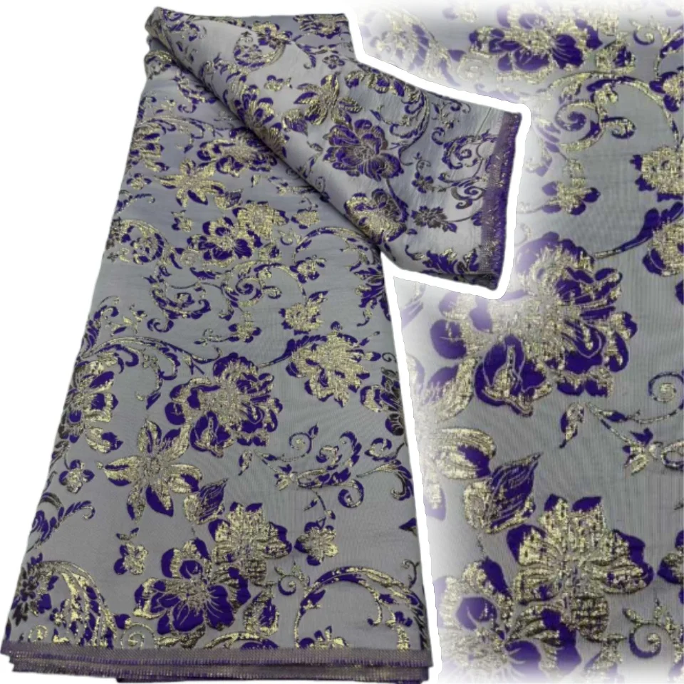 

Latest African Jacquard Lace Fabric 2026 High-Quality Nigerian Chiffon Lace Fabric Women's Evening Gown Dress Sewing 5yards 1965