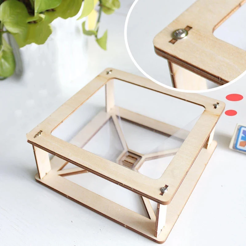 3D Hologram Smartphone Hologram Projector Wooden Self-Assembly Science Educational Toy DIY Display Set For Kids Home