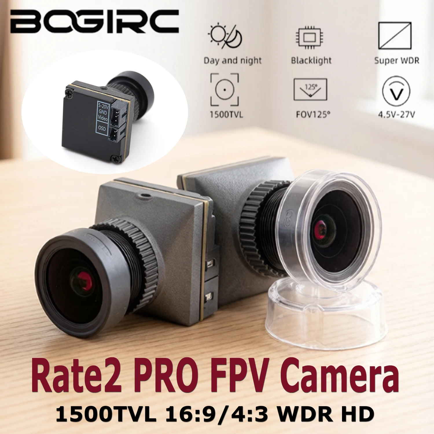 

BOGIRC Rate2 PRO FPV Camera Higher resolution 1500TVL 16:9/4:3 WDR HD For RC Racing&Flight aircraft Quadcopter Drone Accessories