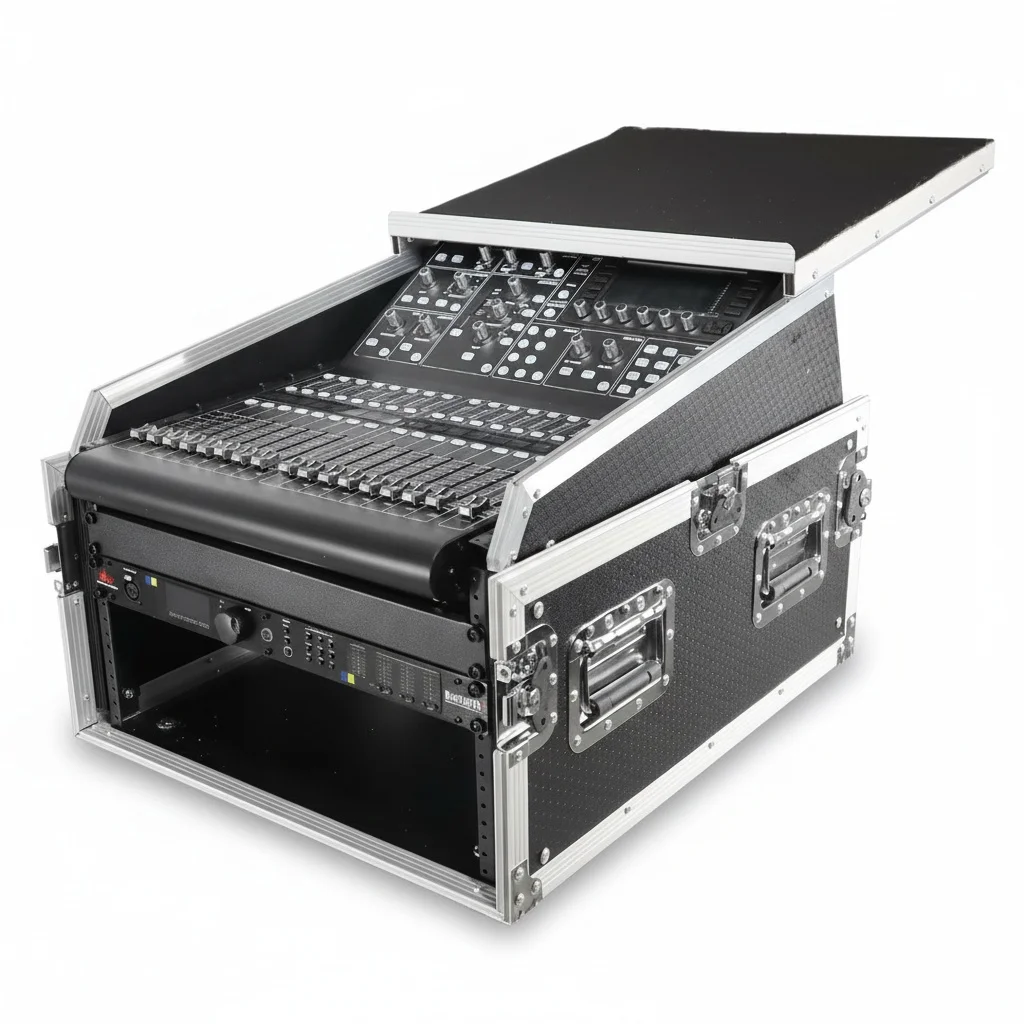 

DJ Flight Case, 13U Mixer 6U Rack Equipment Case, Heavy Duty Shockproof Aluminum Storage Box with Laptop Shelf for DJ Gear