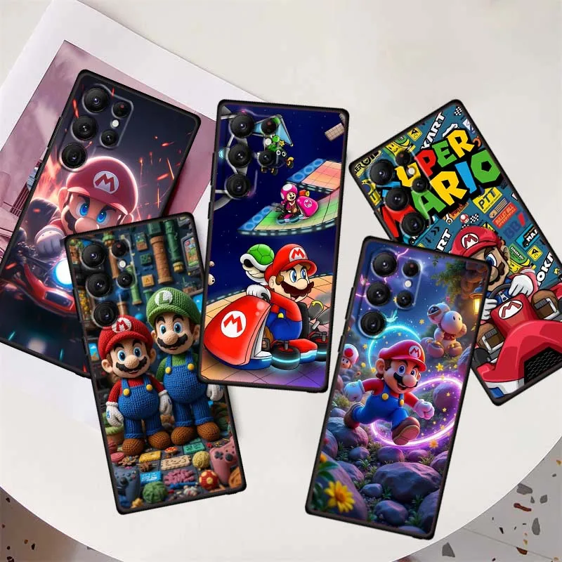 

S-Super M-Mario B-Bros For Samsung Galaxy S25 S24 S23 S22 S21 S20 S10 Ultra Plus FE 5G Black Soft TPU Cover Phone Case