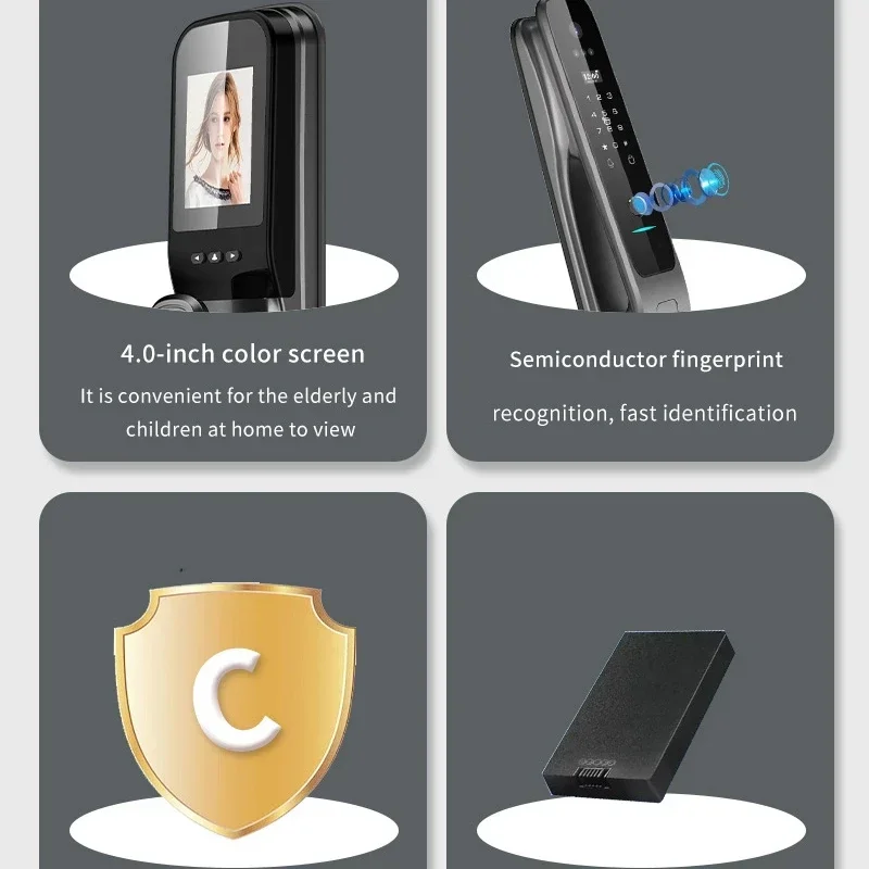 TUYA  3D Facial Recognition Fingerprint Smart Door Lock Wifi APP Remote Control Home Electronic Password Door Lock