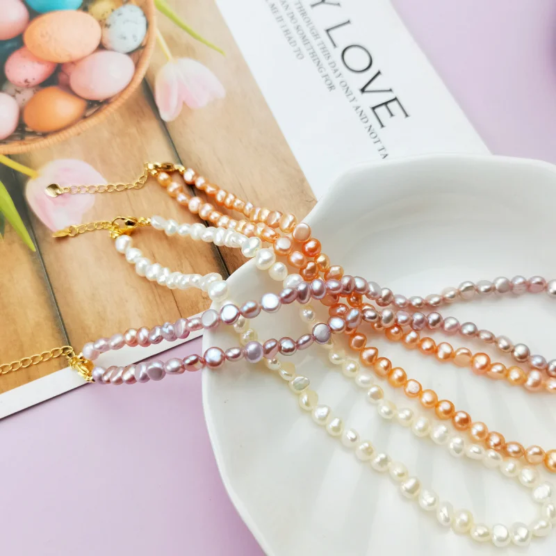 

Freshwater Irregular Bead Necklace Choker Small Pearl Accessories