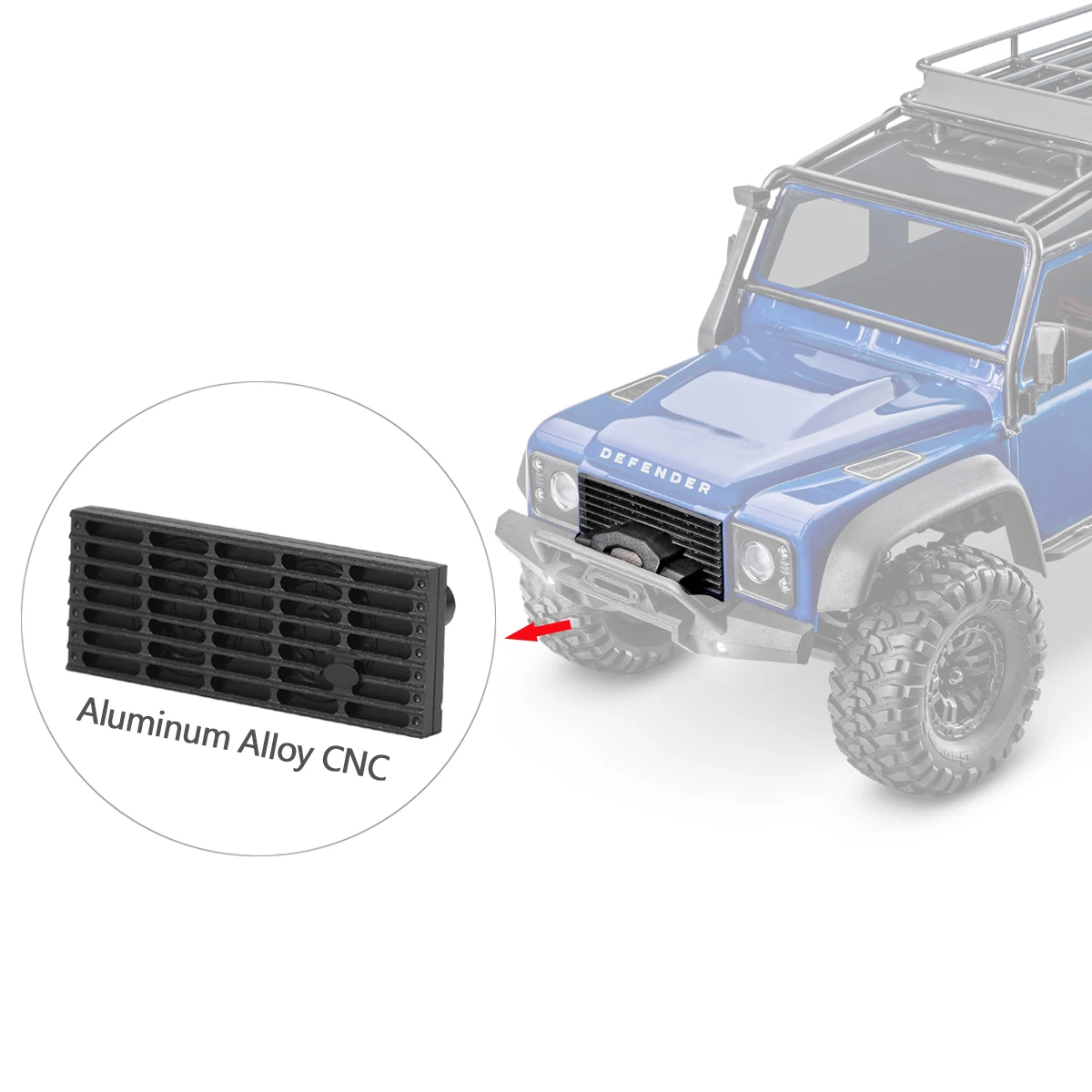 Aluminum Alloy Front Rear Bumper Set with Winch Mount and Grill for 1/18 RC Car Crawler TRX4M Defender Body Upgrade