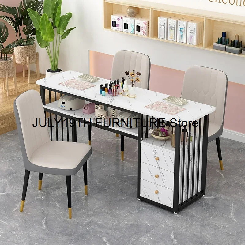 Modern Wrought Iron Manicure Station For Commercial Furniture Nail Tables Simple Economical Upscale Professional Manicure Table