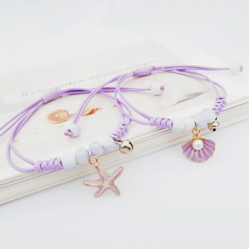 New Cute Cartoon Starfish Shell Knitted Bracelet A Pair of Girl Student Girlfriend Gift Jewelry Wholesale