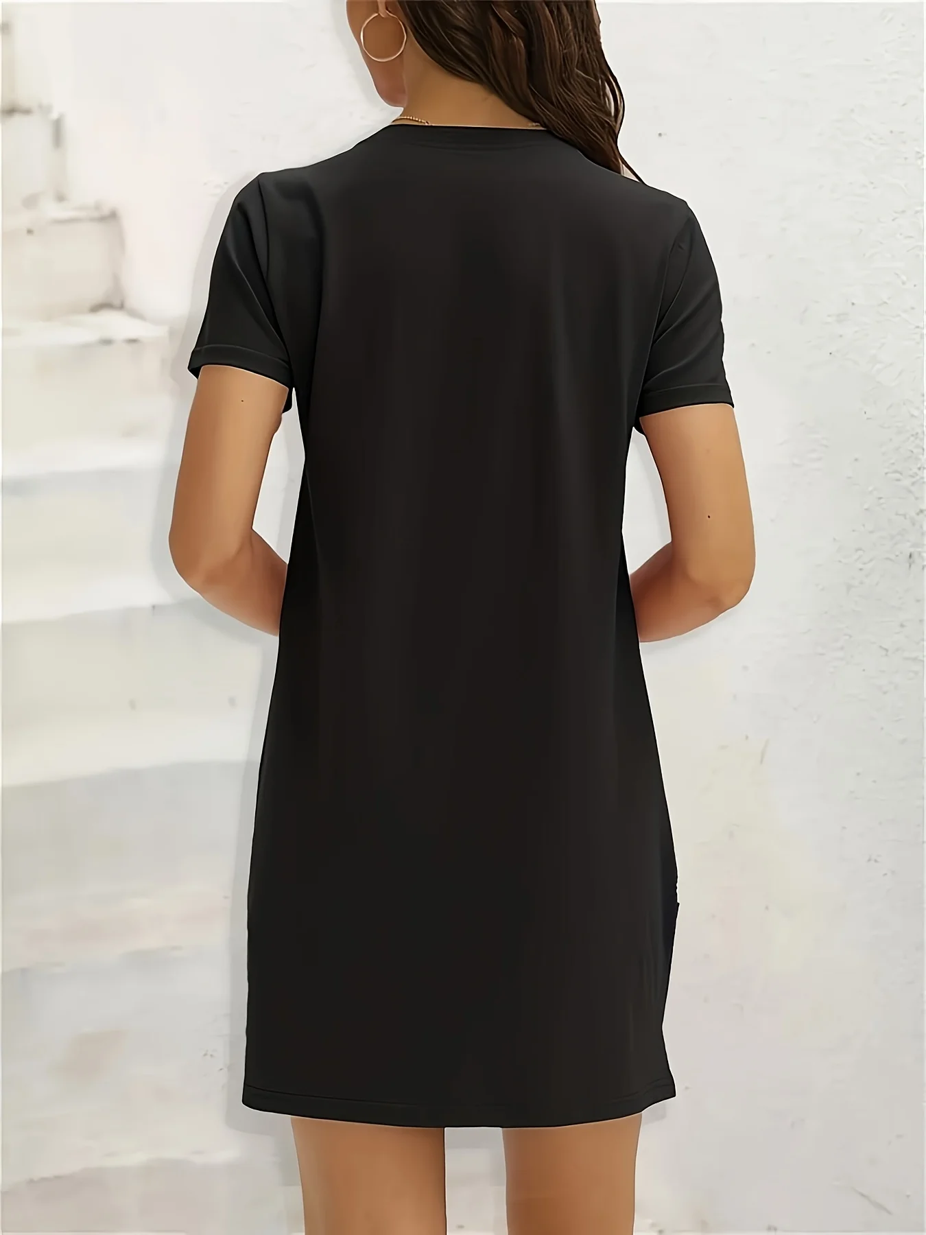 Plus Size Women's Halloween Graphic T-Shirt Dress Short Sleeve O-neck Casual Summer with Witch and Broomstick Print Casual Wear