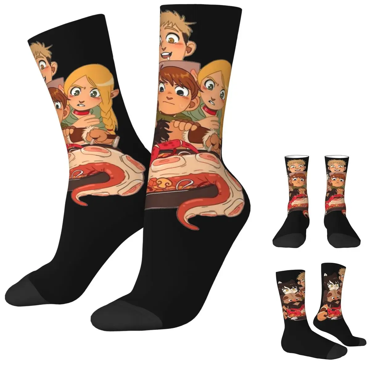 Japanese Anime Socks Winter Dungeon Meshi Stockings Korean Unisex Men Quality Socks Printed Outdoor Sports Non-Slip Socks