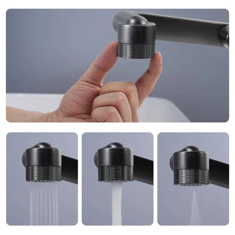 Modern Bathroom Sink Tap Adjustable Brass Wash Basin Faucet 360 Rotation 3 Functions Hot Cold Water Mixer Single Handle Ceramic