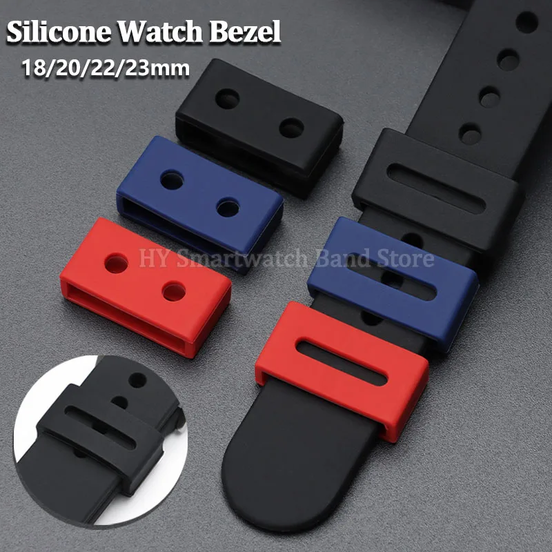 18mm 20mm 22mm 23mm Silicone Watch Bezel for Casio Watch Band Loop Waterproof Rubber Loop Ring Watch Strap Keeper Loop Accessory
