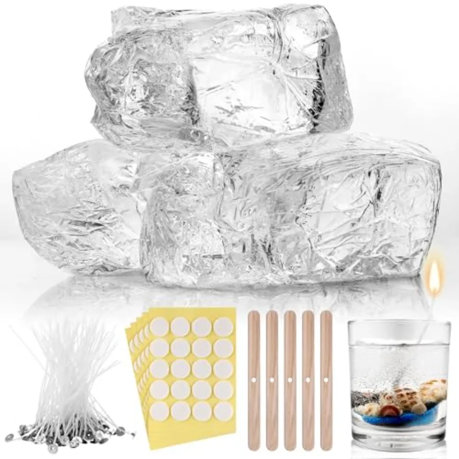 

lb Clear Jelly Candle Wax High Density Gel Wax for Candle Making 50 Pcs Wick and 60 Pcs Wick Stickers for DIY Making Handmade P