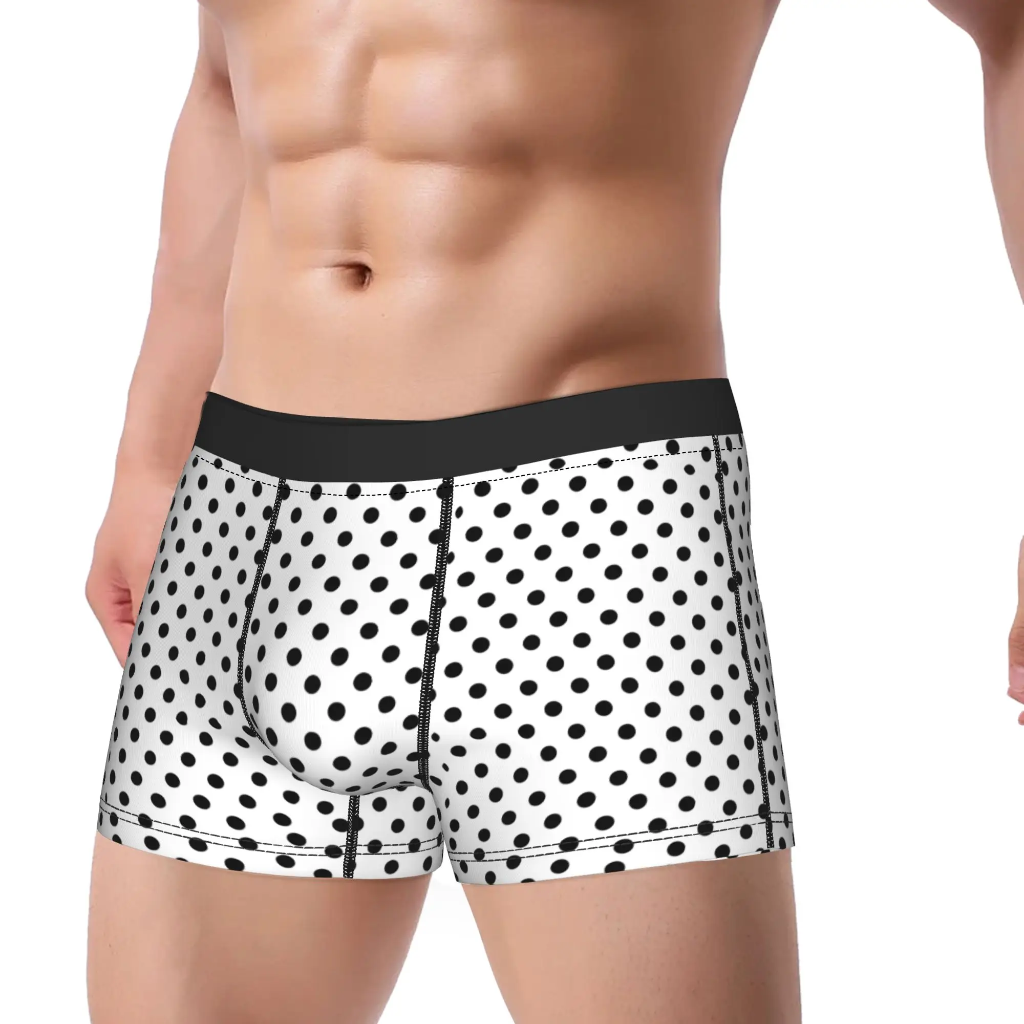 White And Black Classic Polka Dot Print Underwear  Custom DIY Boxer Shorts Quality Men's Panties Funny Boxer Brief Gift
