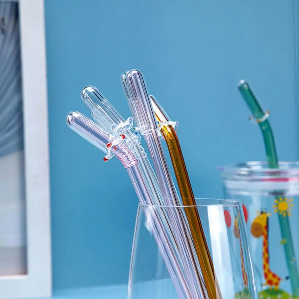 Handmade Glass Bead Decoration Reusable Silicone Straw Caps Adjustable Glass Stainless Steel Straw Toppers for Cups for Drinks