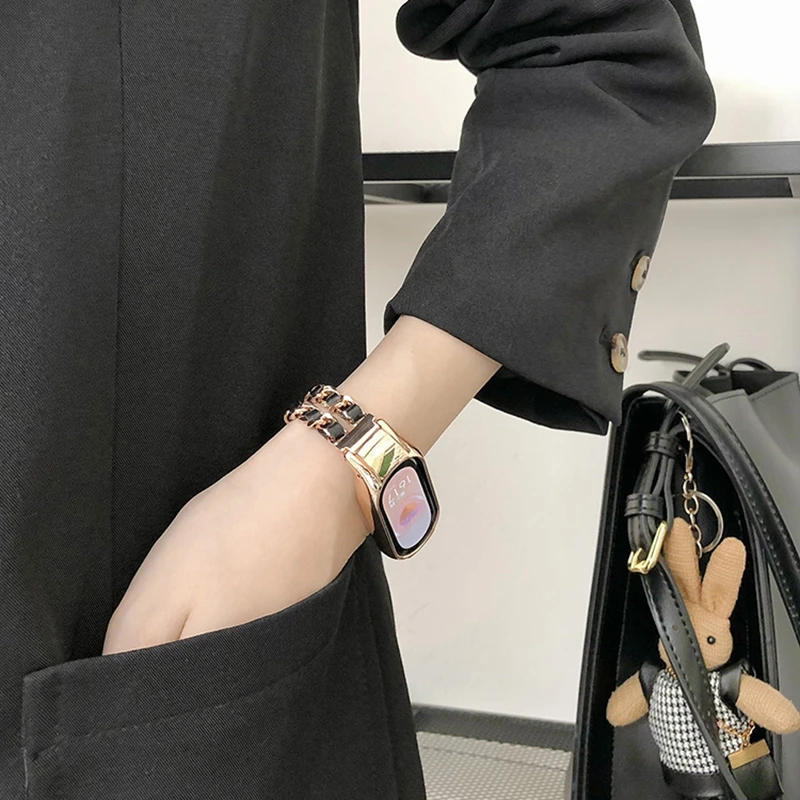 Роскошный ремешок для умных часов Xiaomi Mi Band 8 7 6 5, женские сменные металлические ремешки премиум-класса для Miband 4 3, ремешок для часов Correa