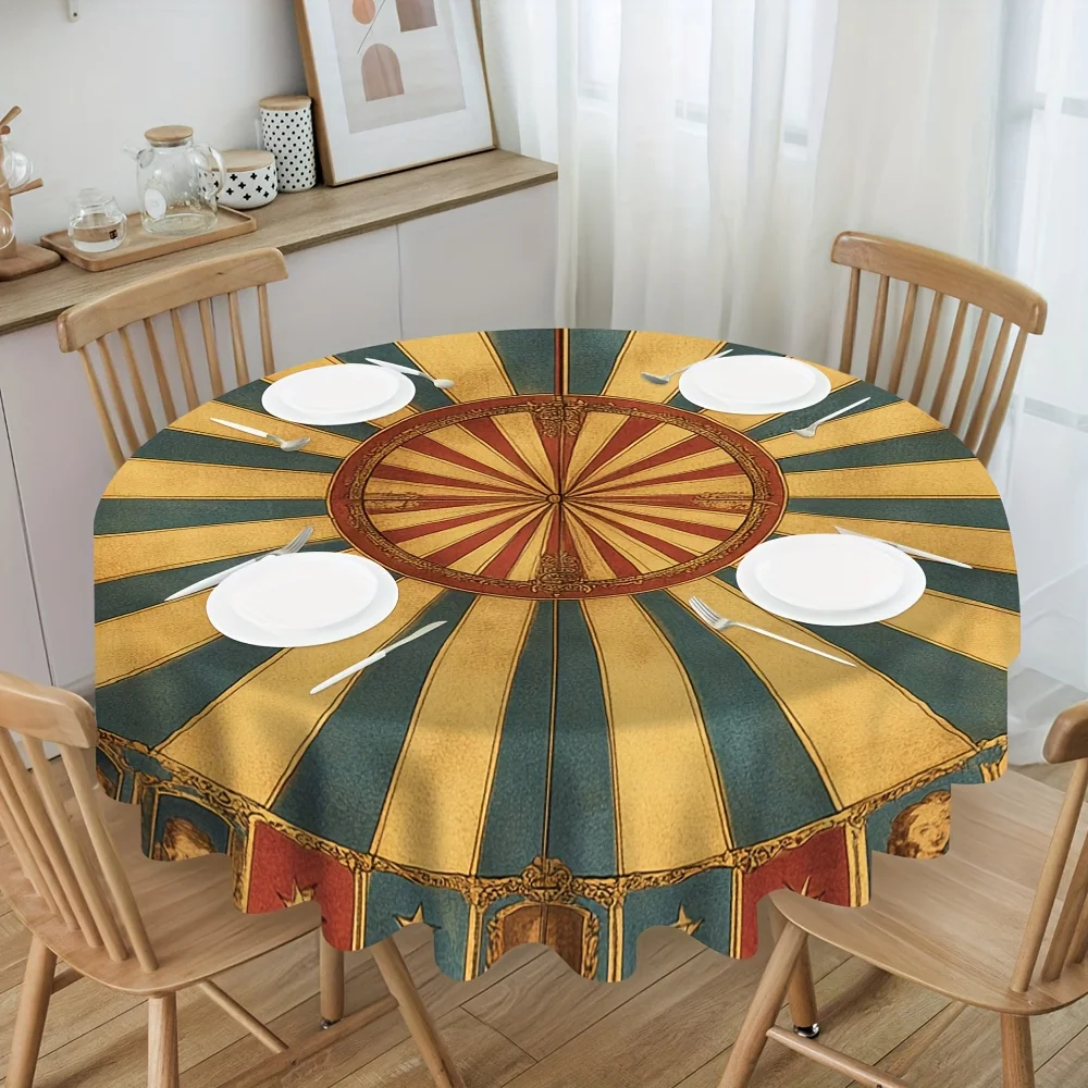 1 tablecloth with Circus Starburst spiral design, perfect for creating a warm dining atmosphere