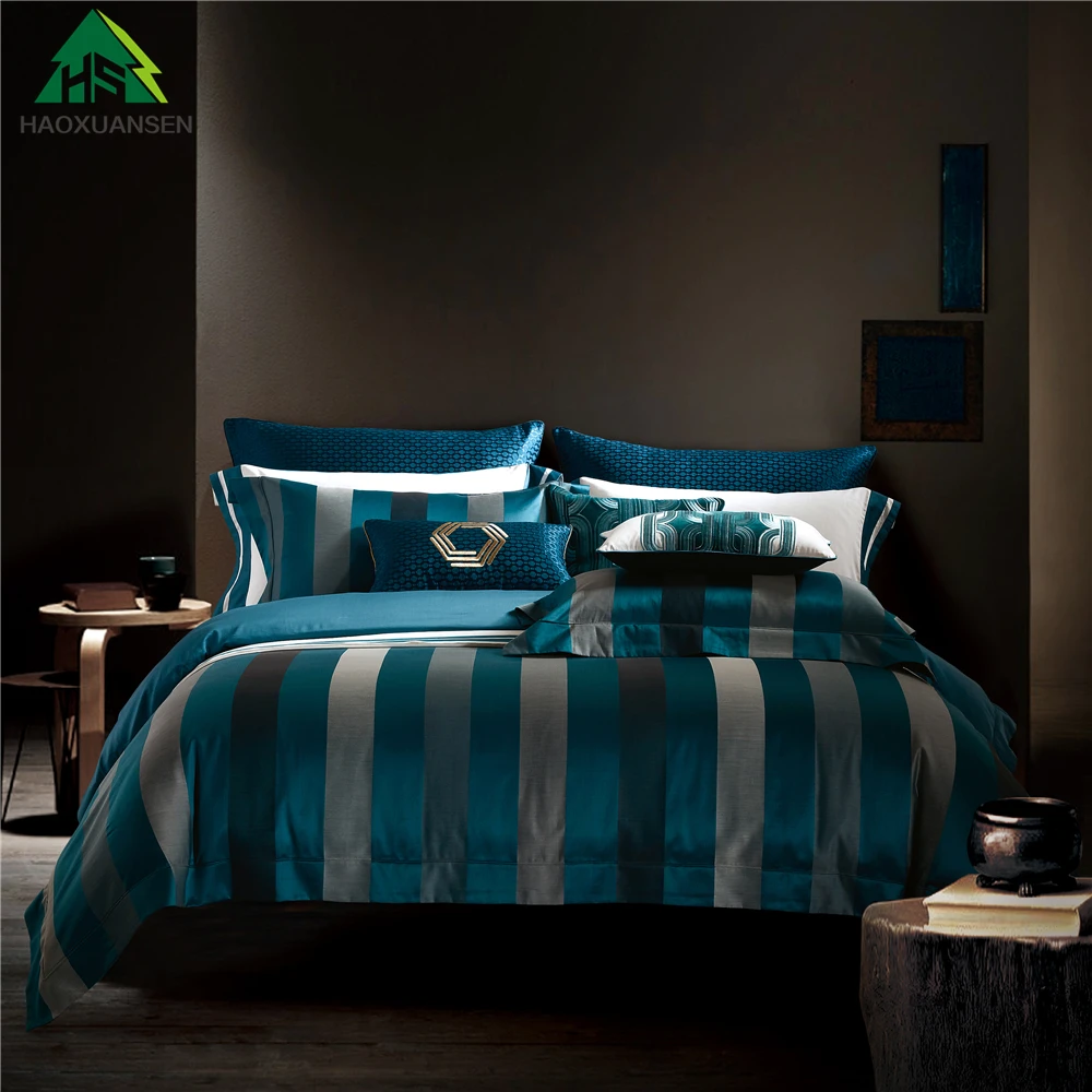 Ottoman Empire Style 4Pcs Bedding Sets Yarn Dyed Jacquard 1000TC Soft Double Bed Linens Cotton Duvet Cover Pillowcase Sheets