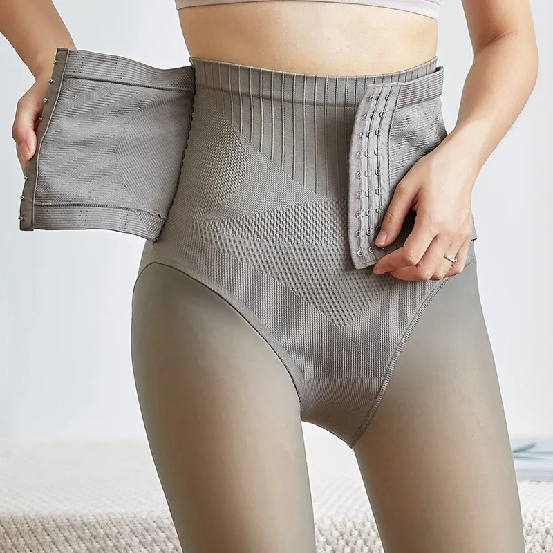 Mulheres meias de inverno malha meia-calça push up cintura alta elástico abdômen meia-calça térmica para fora usar slimling apertado meia