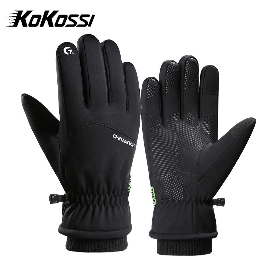 

KoKossi зимние ветрозащитные перчатки, толстые перчатки, водонепроницаемые, с сенсорным экраном, теплые, уличные, велосипедные, сноубордические, мотоциклетные перчатки